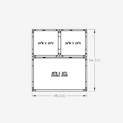 48″W 54″H, 2-Tier, 3-Cage Configuration