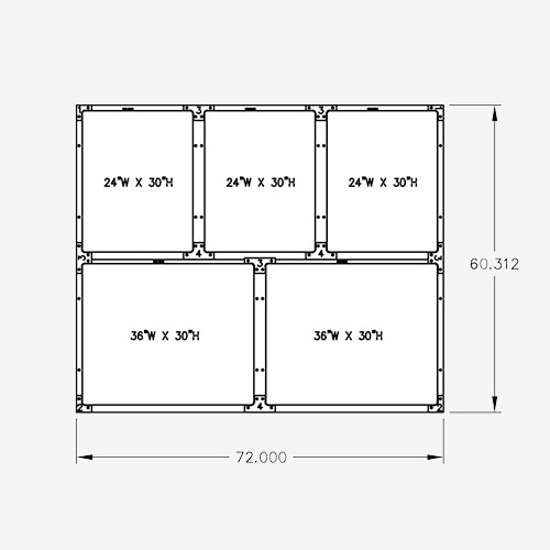 72″W 60″H, 2-Tier, 5-Cage Configuration